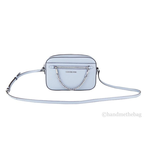 NWT Michael Kors Jet Set Large East West Pale Blue Leather Chain Crossbody Bag - Picture 7 of 10
